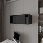 Gabinete de pared flotante negro con puerta corrediza – Almacenamiento que ahorra espacio