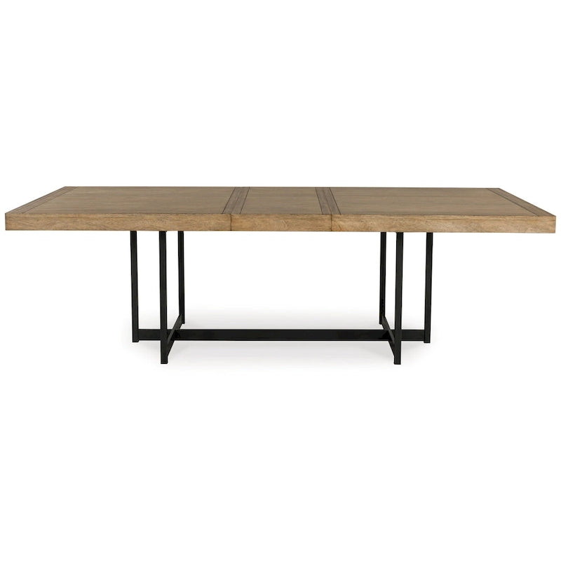 Mesa de comedor rectangular extensible de 80-98" – Capacidad para 8 personas, madera y acero marrón