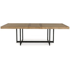 Mesa de comedor rectangular extensible de 80-98" – Capacidad para 8 personas, madera y acero marrón