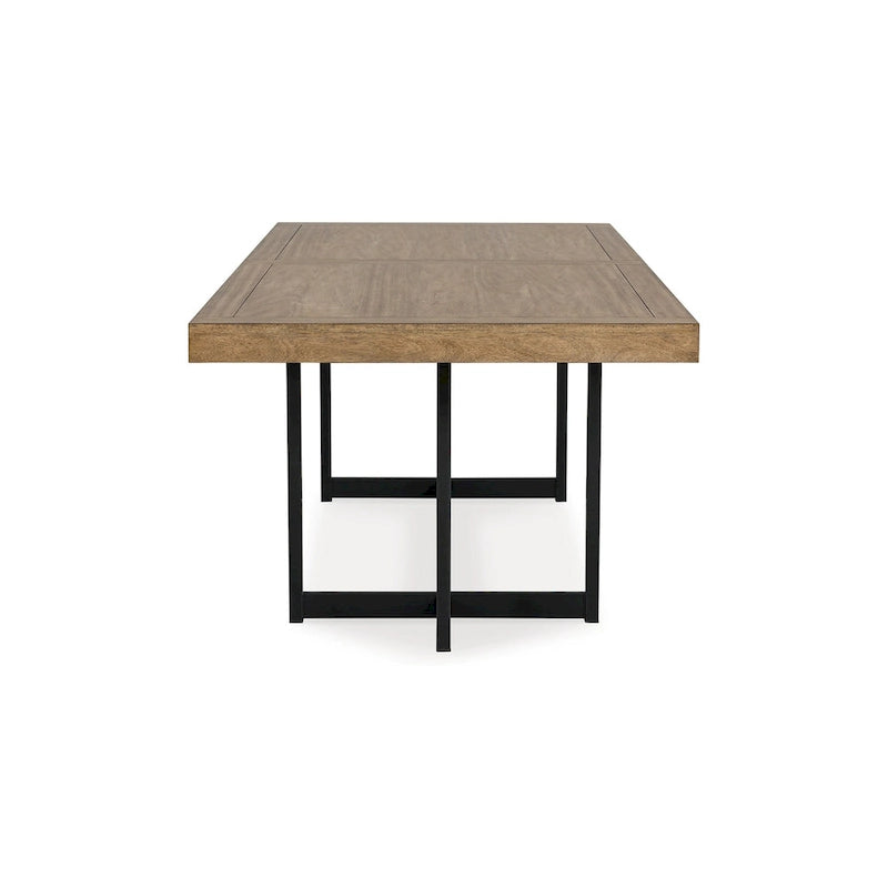 Mesa de comedor rectangular extensible de 80-98" – Capacidad para 8 personas, madera y acero marrón