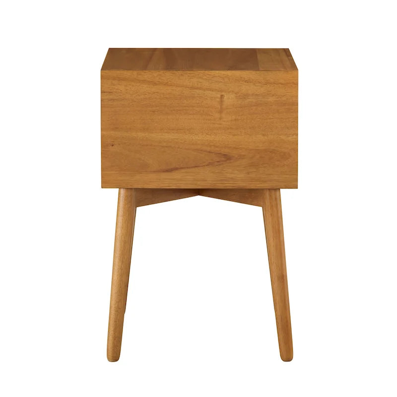 Mesa de Noche/Auxiliar Compacta de Madera de Estilo Moderno de Mediados de Siglo con 2 Cajones