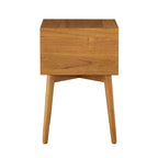 Mesa de Noche/Auxiliar Compacta de Madera de Estilo Moderno de Mediados de Siglo con 2 Cajones