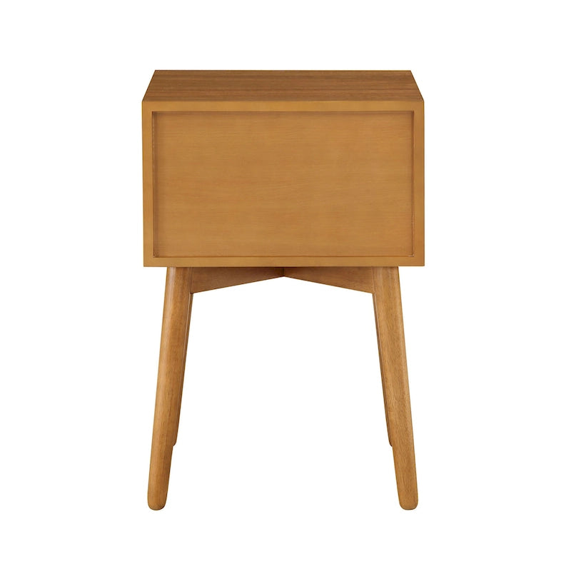 Mesa de Noche/Auxiliar Compacta de Madera de Estilo Moderno de Mediados de Siglo con 2 Cajones