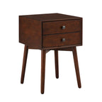 Mesa de Noche/Auxiliar Compacta de Madera de Estilo Moderno de Mediados de Siglo con 2 Cajones