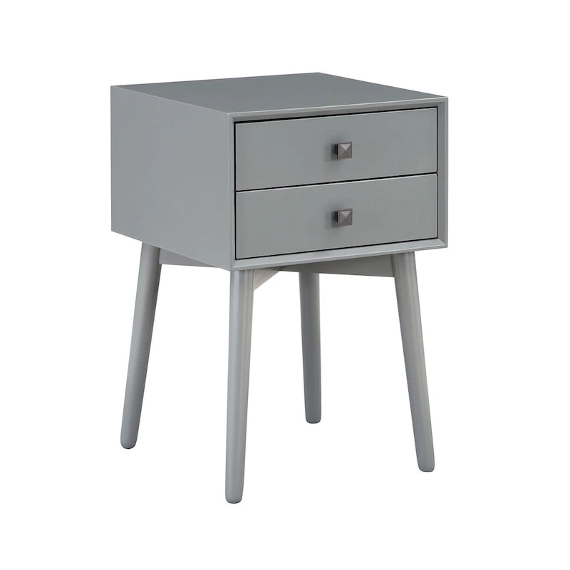Mesa de Noche/Auxiliar Compacta de Madera de Estilo Moderno de Mediados de Siglo con 2 Cajones