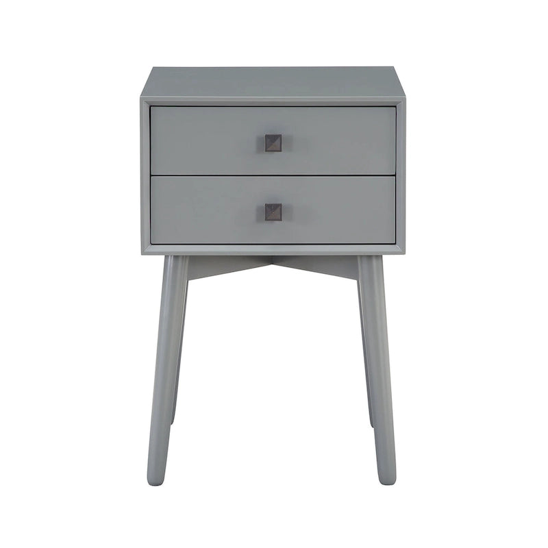 Mesa de Noche/Auxiliar Compacta de Madera de Estilo Moderno de Mediados de Siglo con 2 Cajones