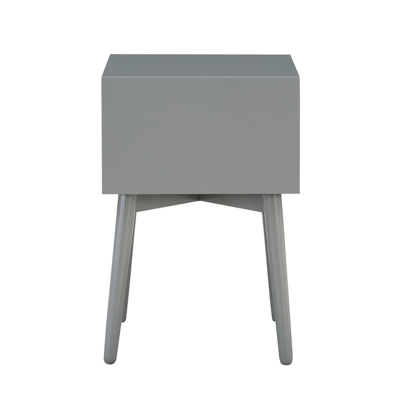 Mesa de Noche/Auxiliar Compacta de Madera de Estilo Moderno de Mediados de Siglo con 2 Cajones