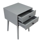 Mesa de Noche/Auxiliar Compacta de Madera de Estilo Moderno de Mediados de Siglo con 2 Cajones