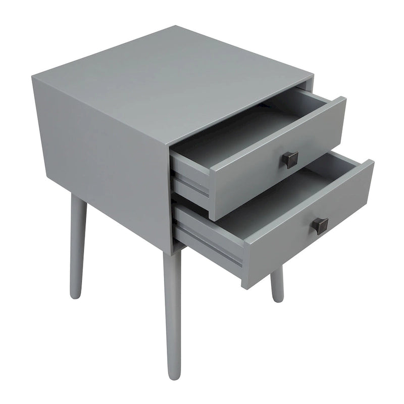 Mesa de Noche/Auxiliar Compacta de Madera de Estilo Moderno de Mediados de Siglo con 2 Cajones
