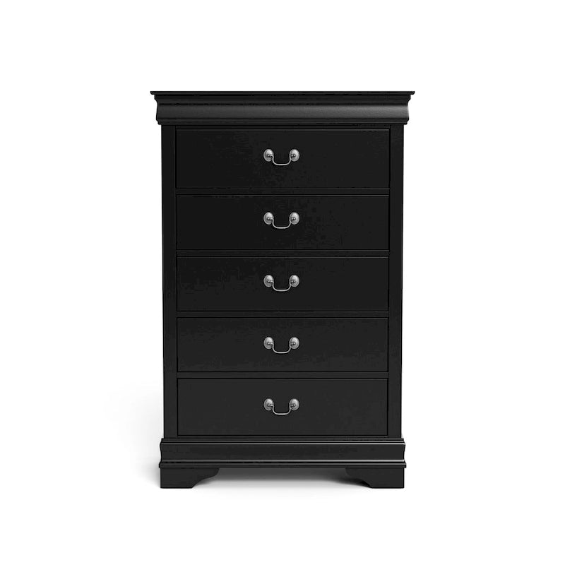 Cómoda tradicional de madera maciza con 5 cajones – Almacenamiento clásico para dormitorio, 4 colores