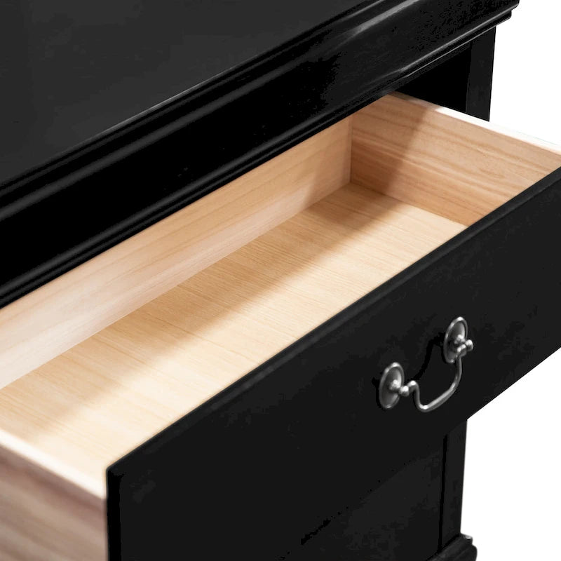 Cómoda tradicional de madera maciza con 5 cajones – Almacenamiento clásico para dormitorio, 4 colores