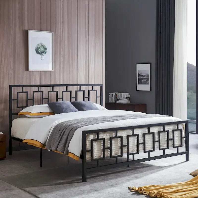 Claudia Iron Modern King-size Platform Bed Frame by Christopher Knight Home