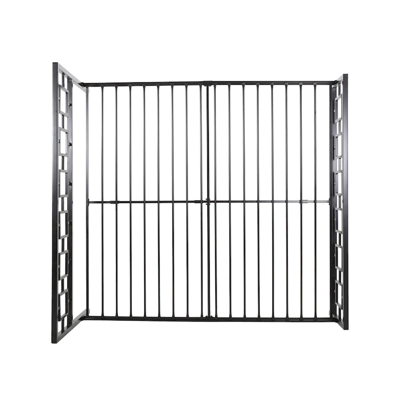 Base de cama de hierro King-Size con plataforma – Cabecero geométrico, no necesita somier