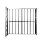 Base de cama de hierro King-Size con plataforma – Cabecero geométrico, no necesita somier