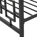 Base de cama de hierro King-Size con plataforma – Cabecero geométrico, no necesita somier