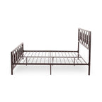 Base de cama de hierro King-Size con plataforma – Cabecero geométrico, no necesita somier
