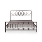 Base de cama de hierro King-Size con plataforma – Cabecero geométrico, no necesita somier