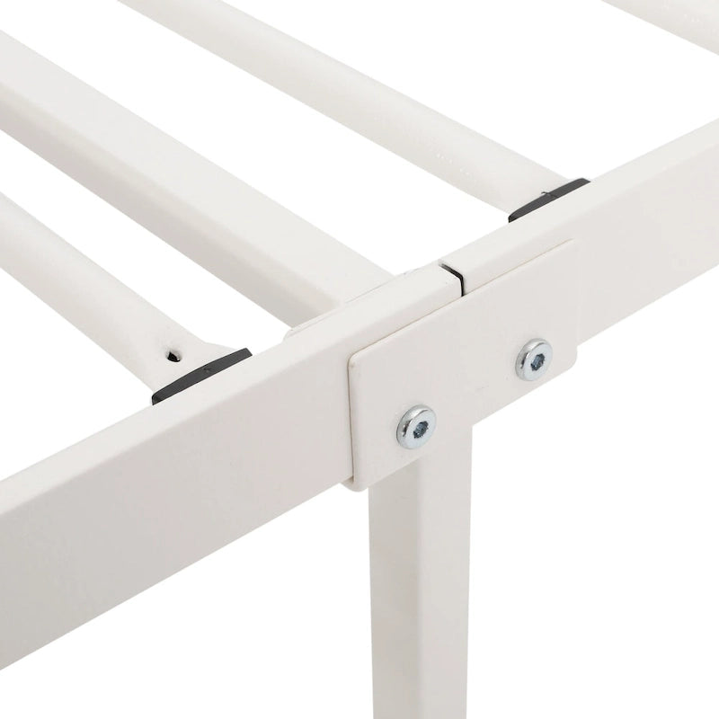 Base de cama de hierro King-Size con plataforma – Cabecero geométrico, no necesita somier