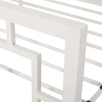 Base de cama de hierro King-Size con plataforma – Cabecero geométrico, no necesita somier