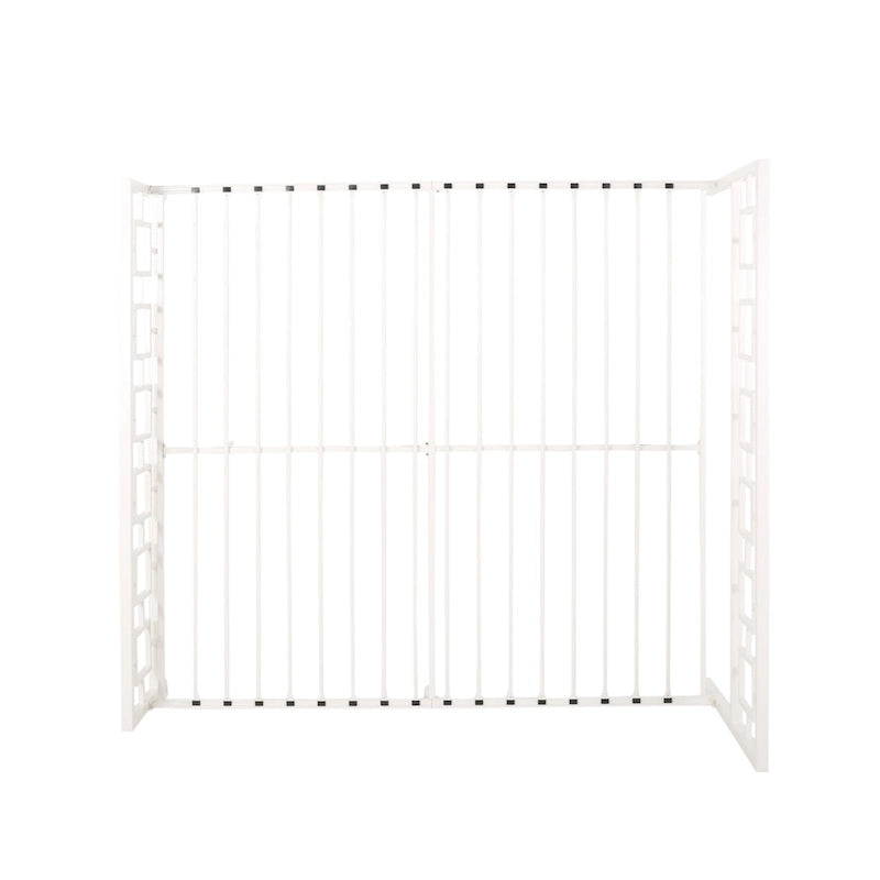 Base de cama de hierro King-Size con plataforma – Cabecero geométrico, no necesita somier