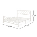 Base de cama de hierro King-Size con plataforma – Cabecero geométrico, no necesita somier