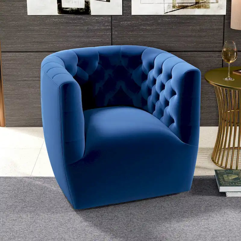 Sillón auxiliar giratorio moderno de mediados de siglo – Terciopelo, resorte ensacado, 4 colores