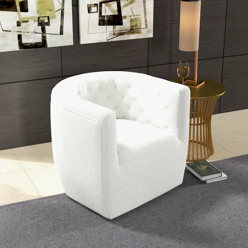 Sillón auxiliar giratorio moderno de mediados de siglo – Terciopelo, resorte ensacado, 4 colores
