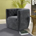 Sillón auxiliar giratorio moderno de mediados de siglo – Terciopelo, resorte ensacado, 4 colores