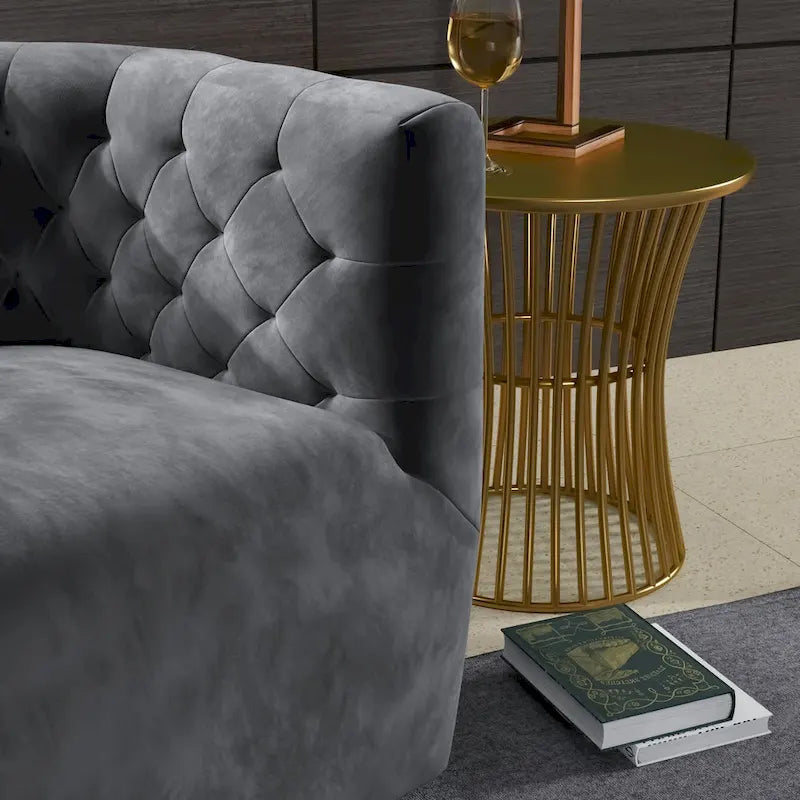 Sillón auxiliar giratorio moderno de mediados de siglo – Terciopelo, resorte ensacado, 4 colores