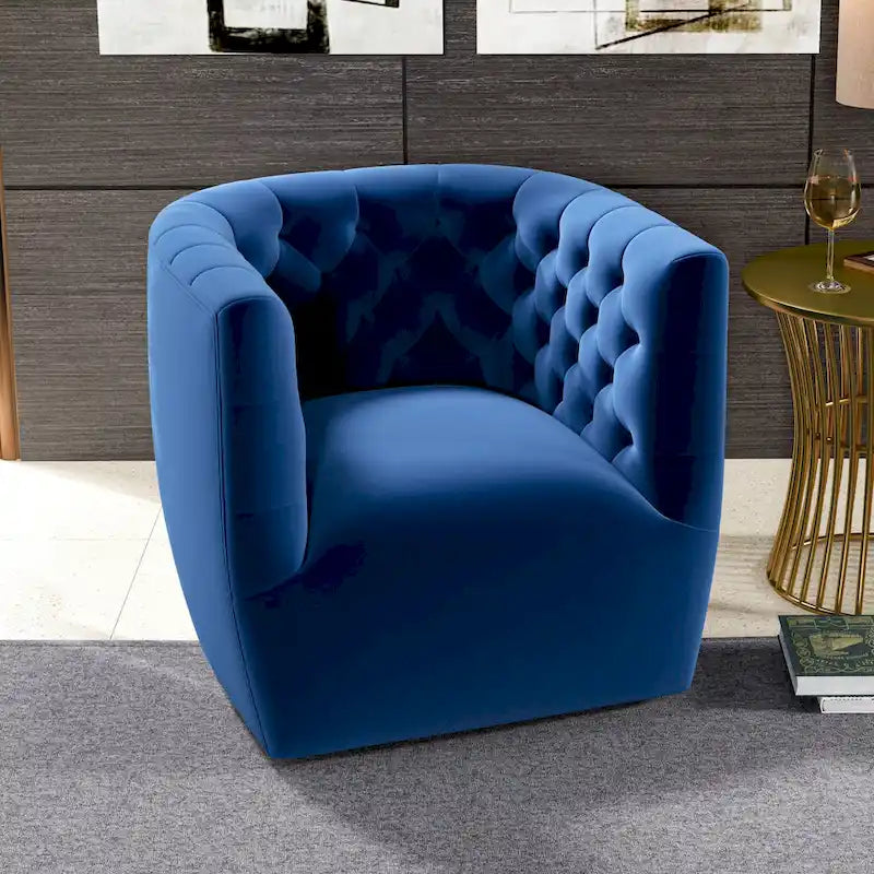 Sillón auxiliar giratorio moderno de mediados de siglo – Terciopelo, resorte ensacado, 4 colores