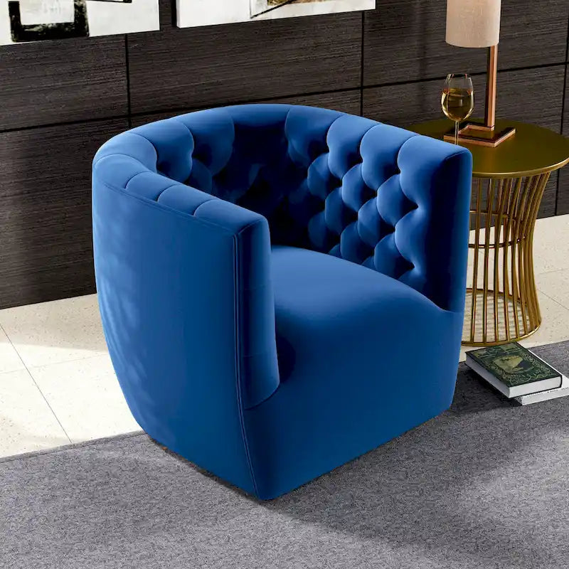 Sillón auxiliar giratorio moderno de mediados de siglo – Terciopelo, resorte ensacado, 4 colores