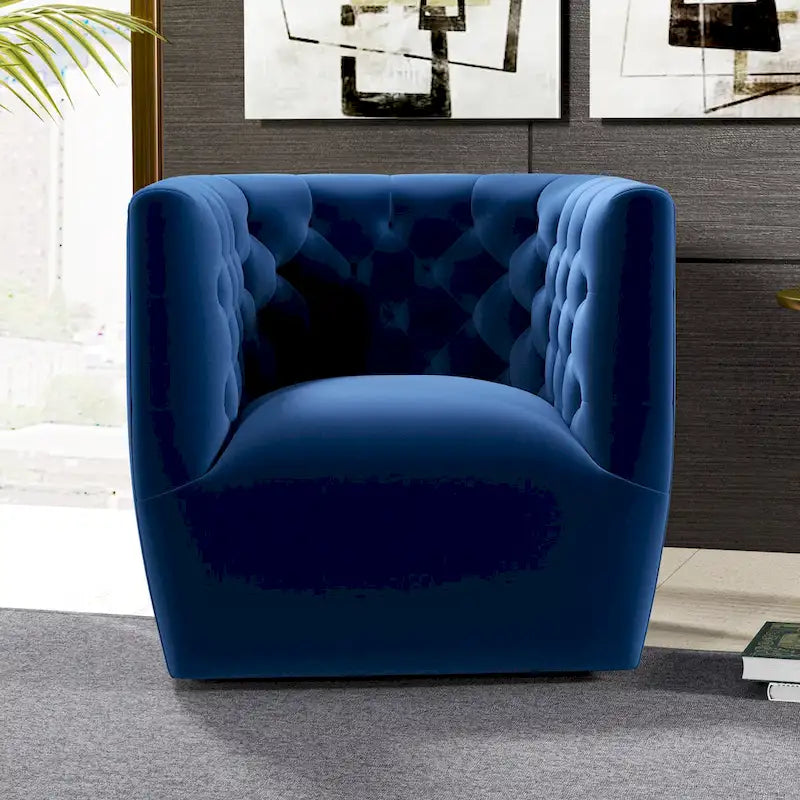 Sillón auxiliar giratorio moderno de mediados de siglo – Terciopelo, resorte ensacado, 4 colores