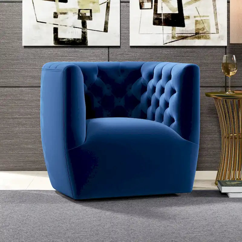 Sillón auxiliar giratorio moderno de mediados de siglo – Terciopelo, resorte ensacado, 4 colores