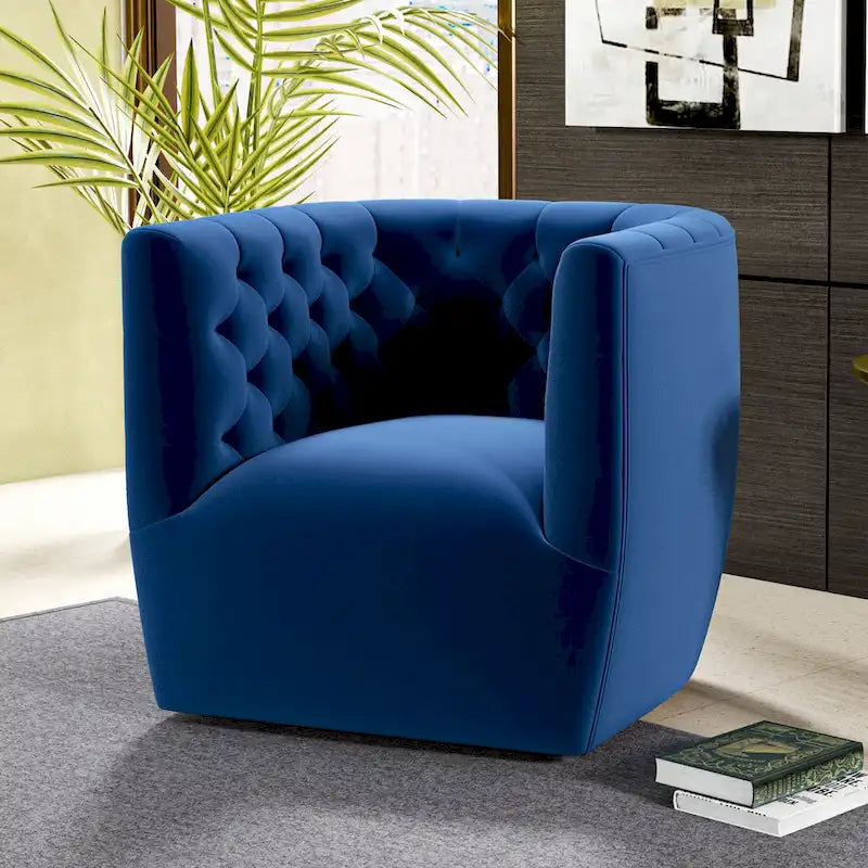 Sillón auxiliar giratorio moderno de mediados de siglo – Terciopelo, resorte ensacado, 4 colores