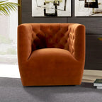 Sillón auxiliar giratorio moderno de mediados de siglo – Terciopelo, resorte ensacado, 4 colores
