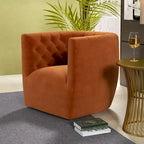 Sillón auxiliar giratorio moderno de mediados de siglo – Terciopelo, resorte ensacado, 4 colores