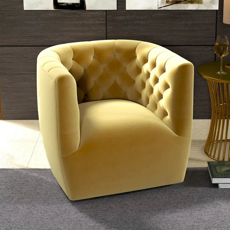 Sillón auxiliar giratorio moderno de mediados de siglo – Terciopelo, resorte ensacado, 4 colores