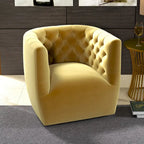 Sillón auxiliar giratorio moderno de mediados de siglo – Terciopelo, resorte ensacado, 4 colores
