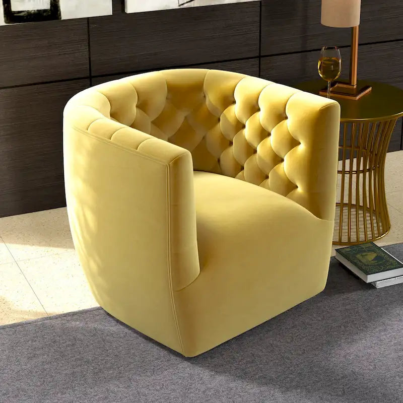 Sillón auxiliar giratorio moderno de mediados de siglo – Terciopelo, resorte ensacado, 4 colores