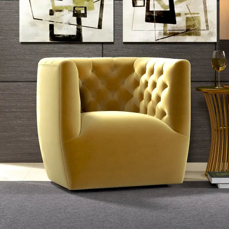 Sillón auxiliar giratorio moderno de mediados de siglo – Terciopelo, resorte ensacado, 4 colores