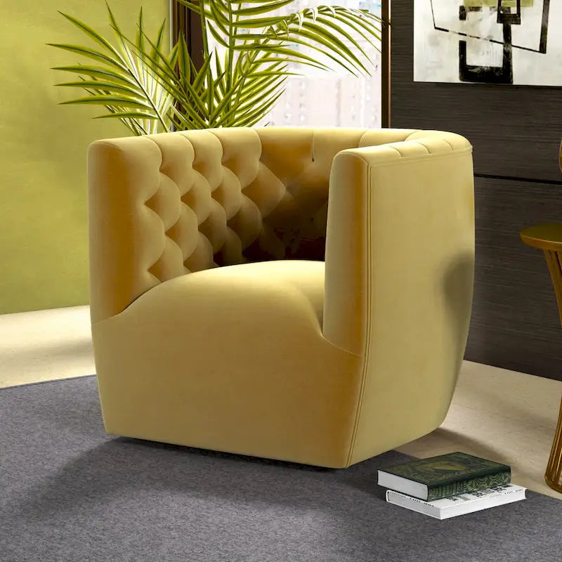 Sillón auxiliar giratorio moderno de mediados de siglo – Terciopelo, resorte ensacado, 4 colores