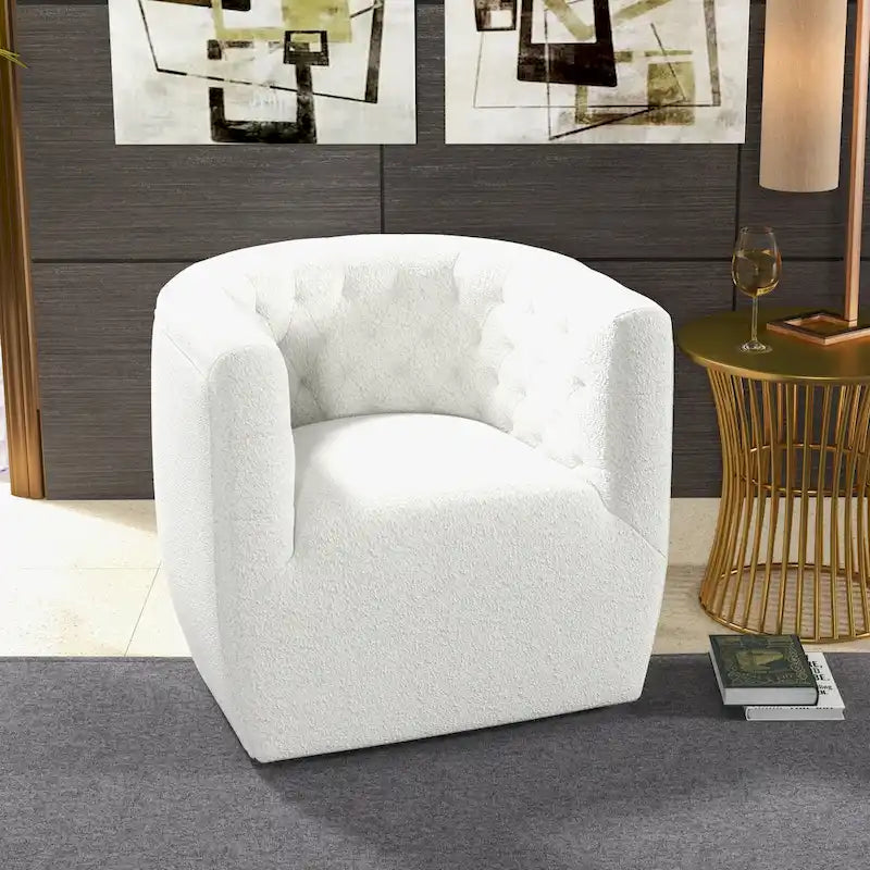 Sillón auxiliar giratorio moderno de mediados de siglo – Terciopelo, resorte ensacado, 4 colores