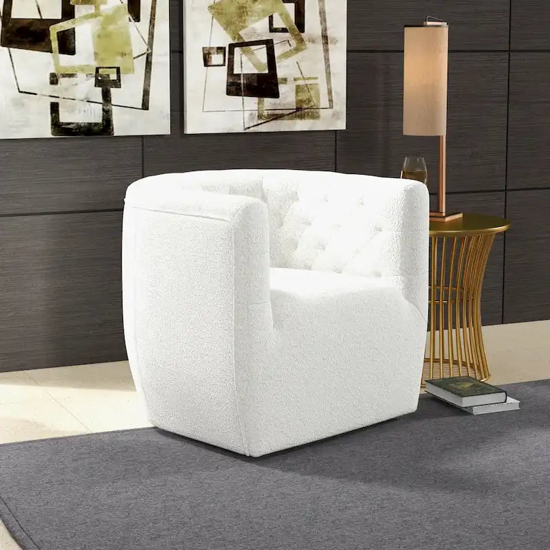 Sillón auxiliar giratorio moderno de mediados de siglo – Terciopelo, resorte ensacado, 4 colores