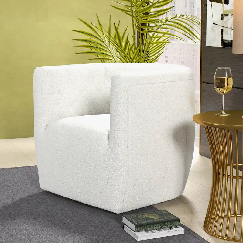 Sillón auxiliar giratorio moderno de mediados de siglo – Terciopelo, resorte ensacado, 4 colores