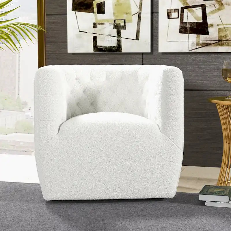 Sillón auxiliar giratorio moderno de mediados de siglo – Terciopelo, resorte ensacado, 4 colores
