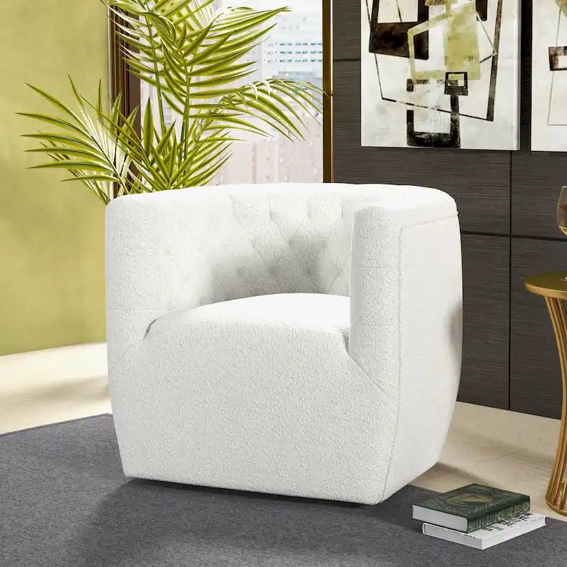 Sillón auxiliar giratorio moderno de mediados de siglo – Terciopelo, resorte ensacado, 4 colores