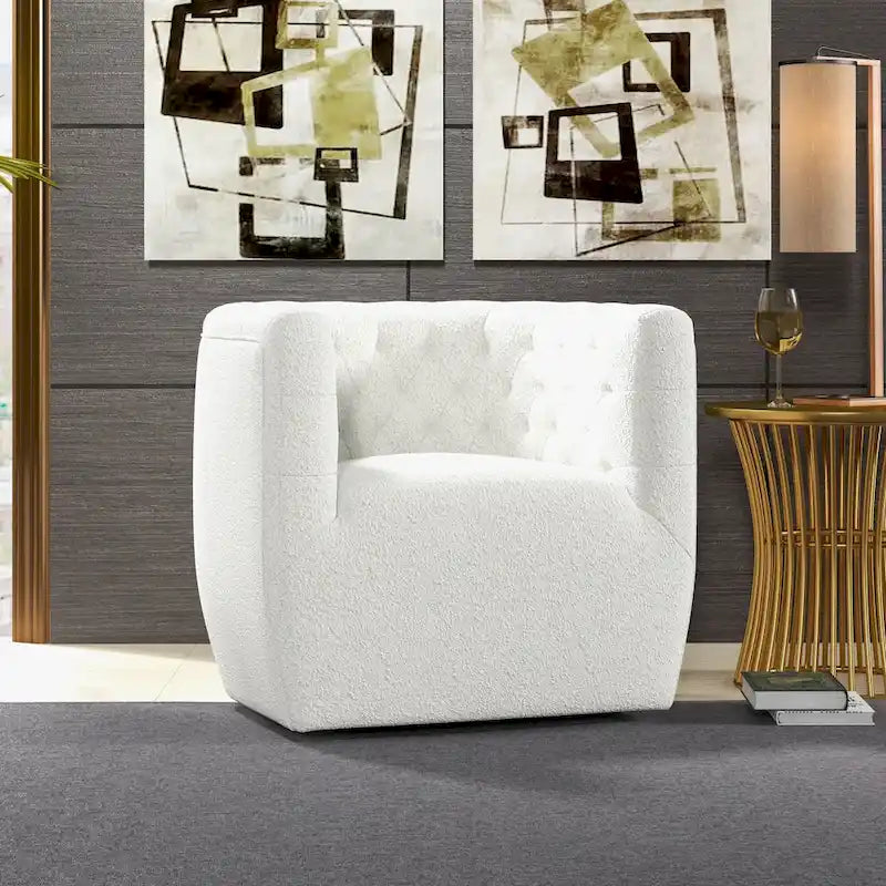 Sillón auxiliar giratorio moderno de mediados de siglo – Terciopelo, resorte ensacado, 4 colores