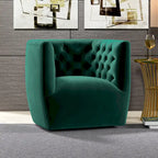 Sillón auxiliar giratorio moderno de mediados de siglo – Terciopelo, resorte ensacado, 4 colores
