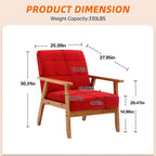 Sillón decorativo tapizado en lino/PU con botones y patas de madera para sala de estar/dormitorio