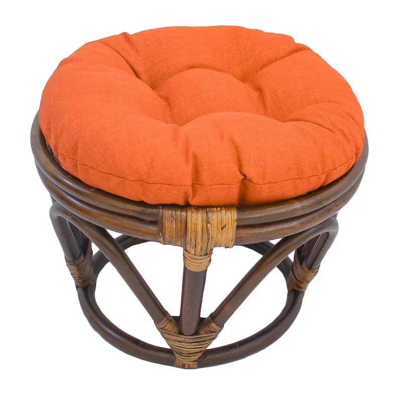 Puf otomano de exterior Bali de 45,72 cm con cojín sólido – Asientos para patio y jardín